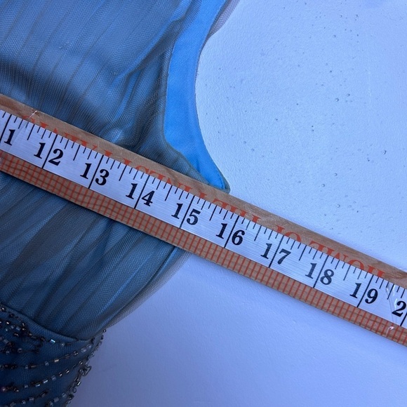 VTG Y2K JS Boutique Beaded Dres Size 8 Lace fairy Teal Babydoll Hoco Romantic - Picture 15 of 16